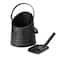 Mind Reader Small Black Fireplace Bucket With Shovel